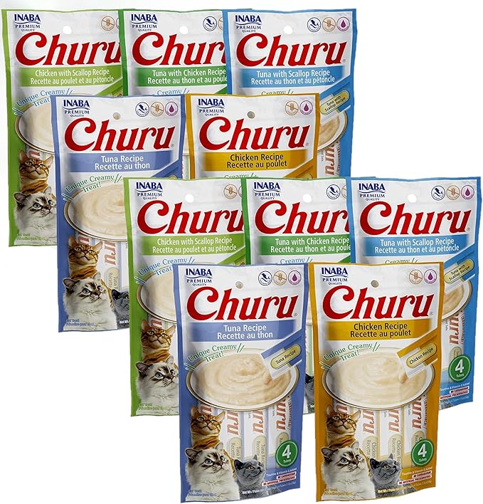 INABA Churu Lickable Creamy Purée Cat Treats 5 Flavor Variety Pack of 40 Tubes-Mewly Pet