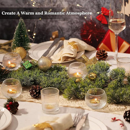 Clear Votive Candle Holders Set of 10-Round Glass Candle Holders Bulk for Wedding Table Centerpiece,Tea Lights Candle Holder Glass for Bridal Shower,Home & Dinner Party Decor