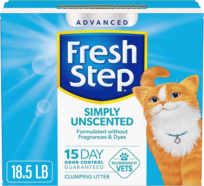 Fresh Step Advanced Simply Unscented Clumping Litter, Fresh Step Unscented Cat Litter Fights Odor on Contact, 18.5 lb. Box-Mewly Pet