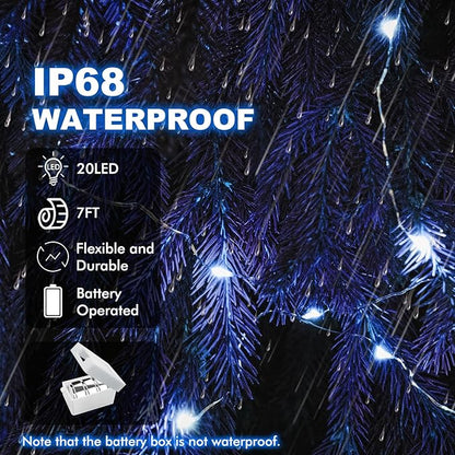 20 Pack Fairy Lights Battery Operated - 3 Speed Modes, 7Ft 20 LED String Twinkle Lights, Waterproof Copper Wire, Mini Firefly Light for Mason Jars Vases Christmas Decor,Blue