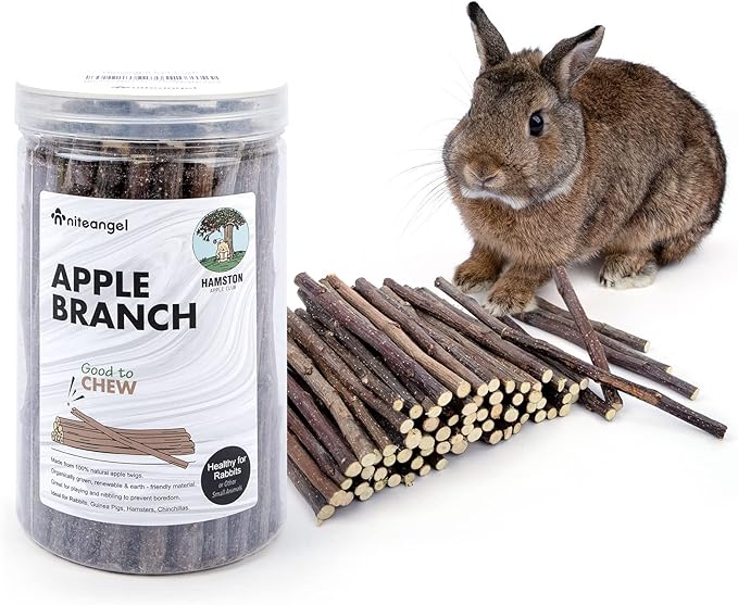 Niteangel Apple Sticks Natural Chew Toys for Rabbits, Chinchilla, Guinea Pigs, Hamsters and Other Small Animals (Apple Twig)-Mewly Pet