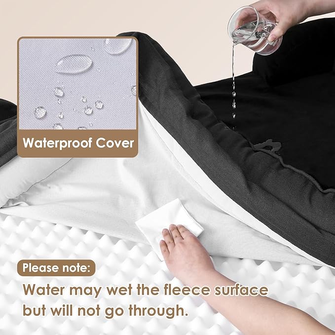 EHEYCIGA Orthopedic XL Dog Beds, Waterproof Memory Foam Dog Bed for Extra Large Dogs, Non-Slip Bottom and Egg-Crate Foam Big Pet Couch Bed with Washable Removable Cover, Black-Mewly Pet