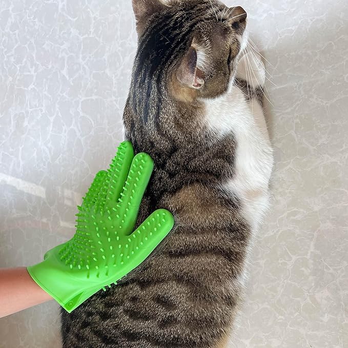 Pet Grooming Bath Gloves - Double-Sided Silicone Bathing & Massaging Brush Mitts Gentle Deshedding Loose Hair Removal Tool for Long and Short Haired Dogs & Cats - 2 Pack-Mewly Pet