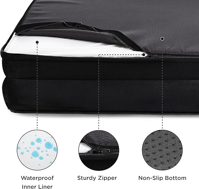Bedsure Orthopedic Dog Beds for Small Dogs - Washable Small Dog Cat Bed Waterproof, Comfort Pet Couch Sofa with Washable Removable Cover, Pets Bed with Nonskid Bottom, Black, 24"-Mewly Pet