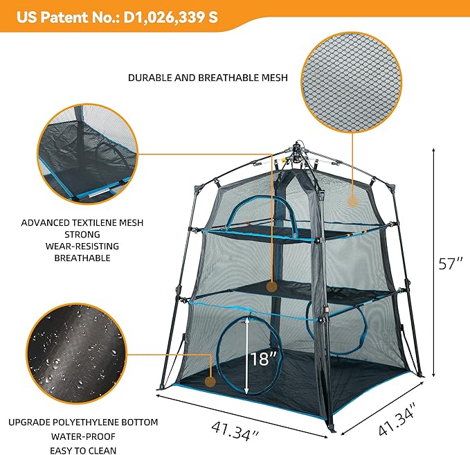 X-Large Catio Outdoor Cat Enclosure,3-Tier Spacious Outdoor Cat Tent for Indoors and Outdoors,Portable and Foldable Kitty Enclosure,Two Doors Design can Assemble More Shapes (Patented)-Mewly Pet