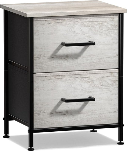 Sorbus Nightstand Dresser with 2 Faux Wood Drawers - Bedside Table Chest with Storage Bedroom, Living Room, Closet & Dorm Furniture Lamp Stand - Steel Frame, Wood Top, Easy Pull Fabric Bins