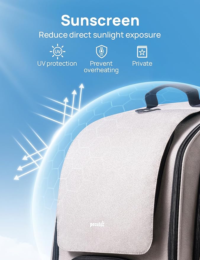 Pecute Cat Backpack Carrier, Large Space Cat Bubble Backpack, Breathable Cat Carrier, Shaded Dog Backpack Carrier, Ergonomic 3D Design for Travel, Hiking, Suitable for Shopping, and Vet, Khaki-Mewly Pet