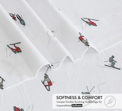 RUVANTI Flannel Sheets Twin Size - 100% Cotton Double Brushed Twin Sheets Set, Deep Pockets 16 Inches, All Seasons Breathable & Extra Soft Bed Sheets, Warm & Cozy, 3 Piece, Flurry Friends