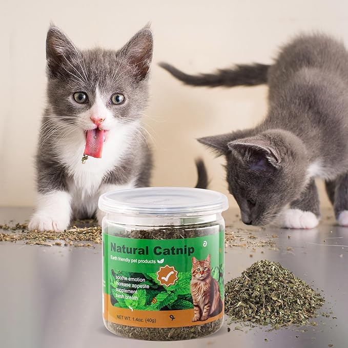 TZL Natural Catnip, Organic Cat Grass, Dried Catnip Leaves, Used for Refillable Catnip Toys, Delicately Sealed and Packaged for Easy Store (40g)-Mewly Pet