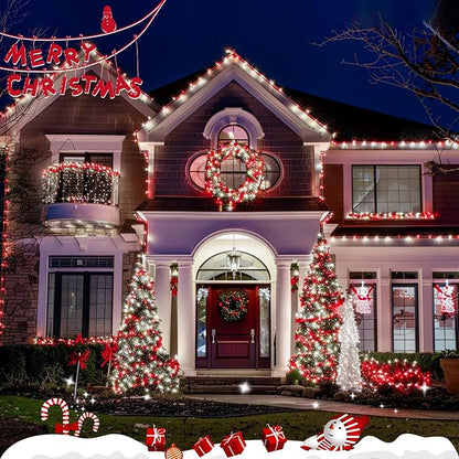 JMEXSUSS 4 Pack 50 LED Fairy Lights Battery Operated, 16.1ft Waterproof Red & White Twinkle Christmas Lights for Gifts Party Wedding Indoor Outdoor Decorations