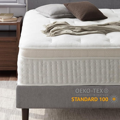 ZINUS 13 Inch Euro Top Pocket Spring Hybrid Mattress, Full, Pressure Relief, Pocket Innersprings for Motion Isolation, Mattress in A Box