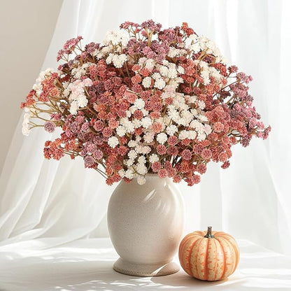 Baby Breath Flowers Fall Flowers Artificial Bulk, 10Pcs Fall Decor Fake Gypsophila Plants Bouquets Flowers Real Touch Faux Babies Breath Arrangement for Home Autumn Wedding Vase Decoration Fall Orange