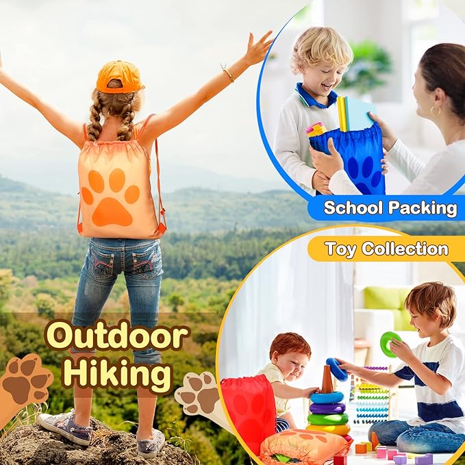 Yerliker 14 Pieces Paw Print Drawstring Bags Cute Paw Print Bags Bulk Reusable Dog Themed Party Favor Backpack Set Puppy Themed Drawstring Goodie Backpack with String for Birthday Gift Supplies-Mewly Pet