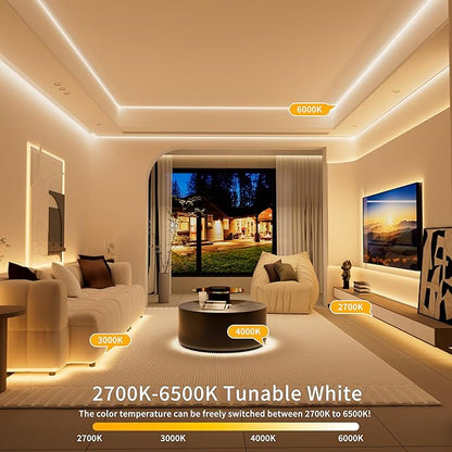 PAUTIX 5V USB CCT Tunable COB LED Strip Lights 6.56ft/2m,1280LEDs 1200lm 2700K-6500K Dimmable CRI85+ with RF Remote TV Backlight,Flexible Under Cabinet Tape Light for Bedroom,Kitchen,Home DIY Lighting
