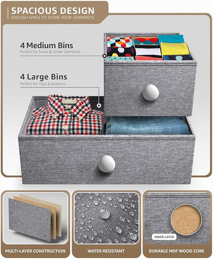 Sorbus Dresser with 8 Drawers - Chest Clothing Organizer Unit with Steel Frame Wood Top Knob Handle Easy Pull Fabric Bins - Large Storage Furniture for Bedroom, Hallway, Living Room, Nursery & Closet