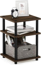 Furinno TURN-N-TUBE Side Table, 3-Tier End Table, Open Shelves Nightstand, Night Stand, Bedside Table, Easy Assembly, for Living Room, Bedroom, Columbia Walnut