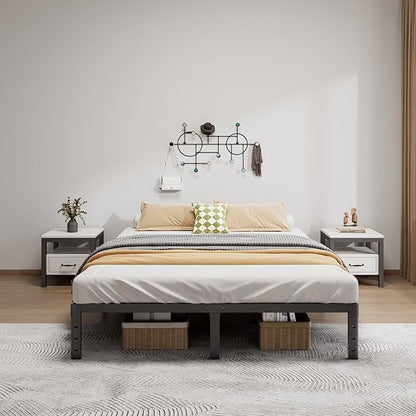 Metal Bed Frame King Size - 12 Inch Heavy-Duty King Platform Bed Frame No Box Spring Needed, Easy Assembly, Noise-Free, Sturdy Mattress Foundation, Underbed Storage Space