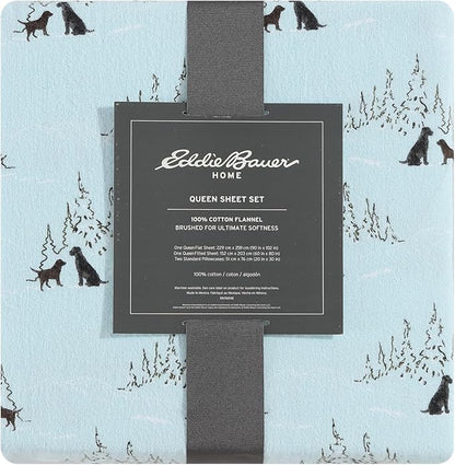 Eddie Bauer - Full Sheets, Cotton Flannel Bedding Set, Brushed For Extra Softness, Cozy Home Decor (Dog Friends, Full)