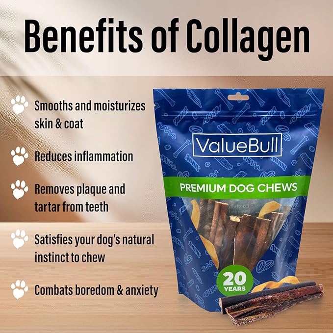 ValueBull Collagen Sticks for Dogs, Varied Shape & Size Chews, Natural Long-Lasting Dog Treats, 5 Pound Bulk Pack - Supports Joints, Skin & Coat with Chondroitin & Glucosamine-Mewly Pet
