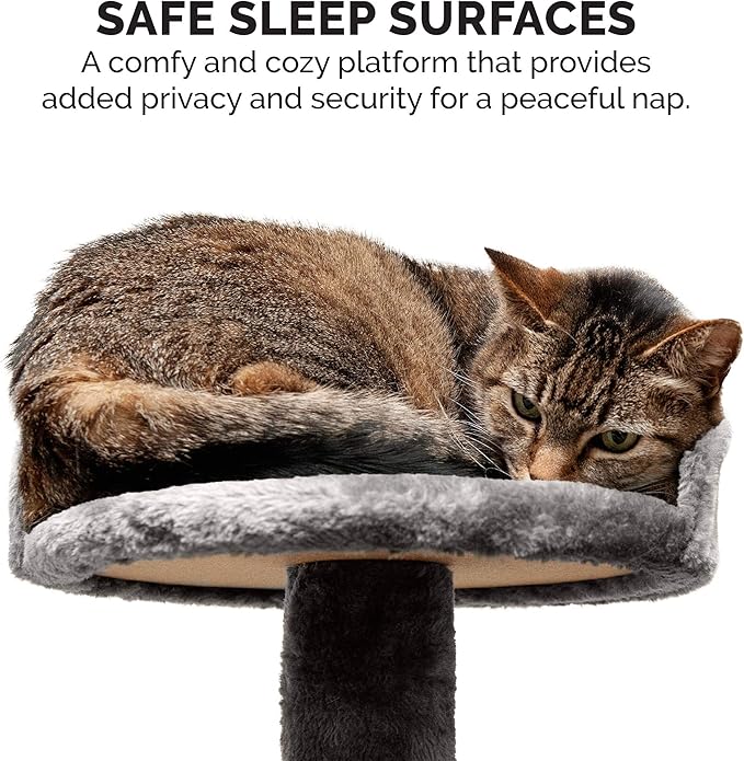 Furhaven 49.5" Tall Cat Tree for Indoor Cats, Ft. Sisal Scratching Posts, Plush Ball Toy, & Busy Box Toy - Tiger Tough Play Stairs Interactive Playground Tower - Gray, One Size-Mewly Pet