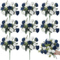 Zeyune 8 Pack 12 Inch Wedding Bouquets for Bride Bridesmaid Dark Blue and White Artificial Rose Bouquet Fake Silk Roses Flowers Bunches Bulk for Home Office Garden Parties Decoration