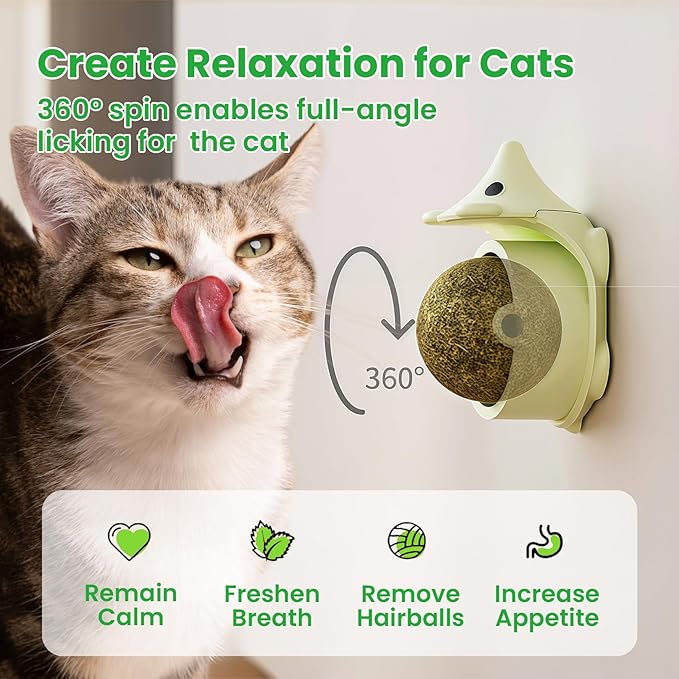 6 Pcs Catnip Ball Toys with Rubbing Shell, Lickable Roller Catnip Toys for Cats Chew, Edible and Refillable Kitten Toys, Teeth Cleaning Dental Indoor Cat Treats Toys, 3 Shells 6 Balls-Mewly Pet