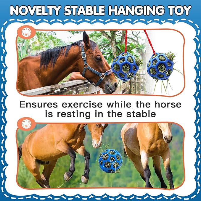 2 Pcs Hay Ball for Horses to Play with, Relieve Stress with This Bright Color Hay Feeder Ball for Horses Goat to Avoid Boredom-Mewly Pet