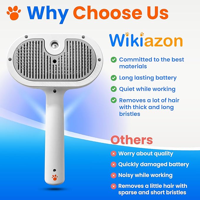 Pet Steam Brush For Cat & Dog - Pets Spray Hair Removal Comb - Cats Indoor Shedding & Grooming Mist Tool - Water Steamer Brushes for Long & Short Haired Dogs - Spritz Defur Comb (White Pro)-Mewly Pet