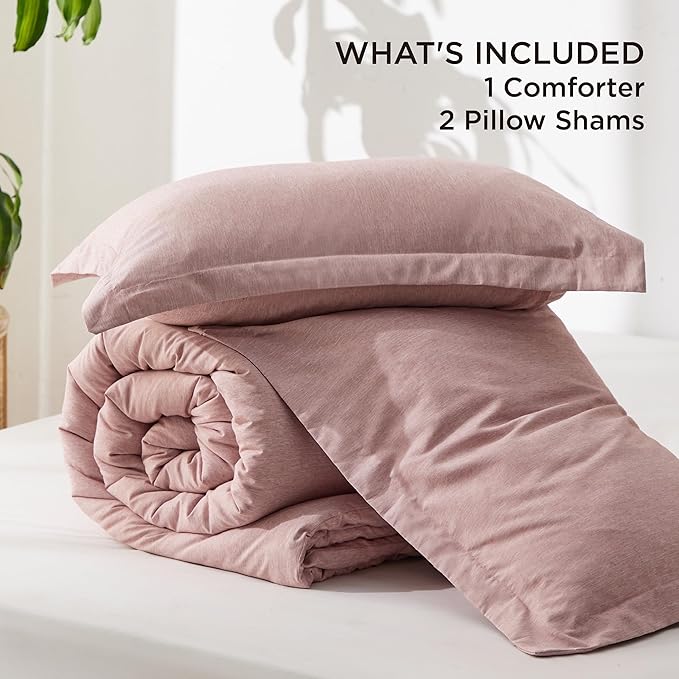 Bedsure Full Comforter Set - Dusty Rose Soft Bedding for All Seasons, Cationic Dyed Bed Set, 3 Pieces, 1 Full Size Comforter (82"x86") and 2 Pillow Shams (20"x26"+2")
