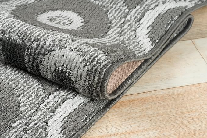 Custom Length Cut to Size Retro Modern Geometric Carpet Runner Rug for Hallways, Non Slip Rubber Backed, 31 inch Wide X Customized Length, Geo Grey, 31 inch X 15 feet