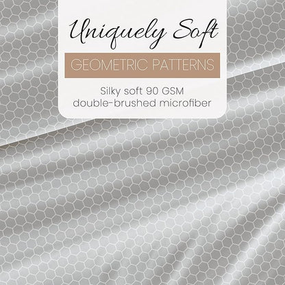 Linen Market Double-Brushed Patterned Microfiber California King Sheet Set 4 Piece – Oeko-TEX Certified Ultra Soft & Wrinkle-Free - 16" Deep Pocket Sheets Easy Care Cal-King Size - Honeycomb Gray