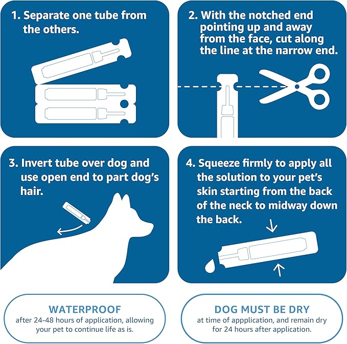 Amazon Basics Flea and Tick Topical Treatment for Medium Dogs (23-44 Pounds), 3 Count (Previously Solimo)-Mewly Pet