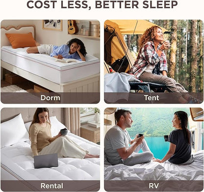 Bedsure Full Size Mattress Topper - Pillow Top Mattress Pad Cover with Deep Pocket Fits up to 21 Inches, Plush Soft Bed Topper for Back Pain Relief, Overfilled with Down Alternative Filling, White