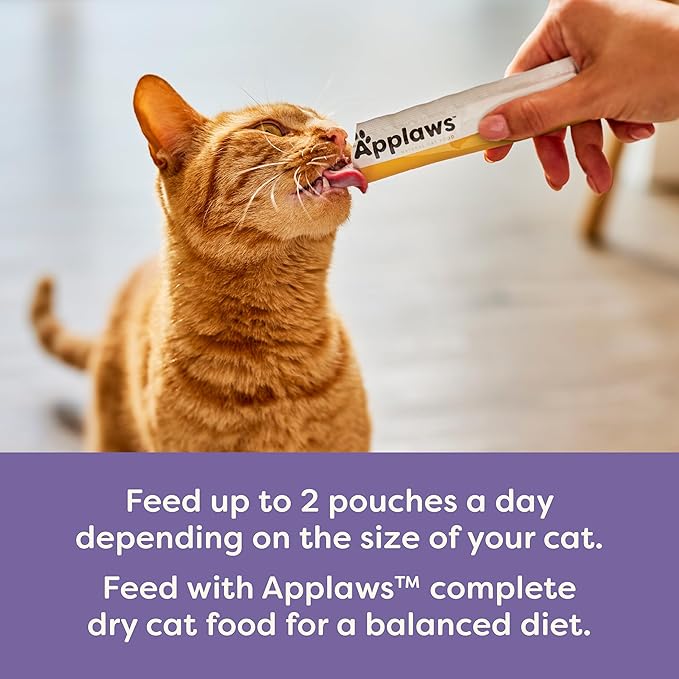 Applaws Lickable Cat Treats, Natural Grain-Free Purée, Limited Ingredient Variety Pack with Chicken, Tuna & Salmon Squeeze Up Treats (50 x 0.5oz Sachet Tub)-Mewly Pet