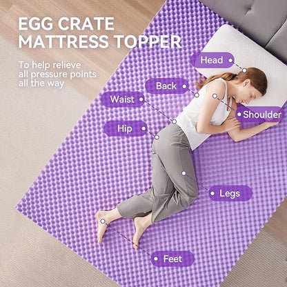 SINWEEK 2 Inch Egg Crate Memory Foam Mattress Topper Queen Size, Soft Mattress Pad for Back Pain Relief, Bed Topper, CertiPUR-US Certified