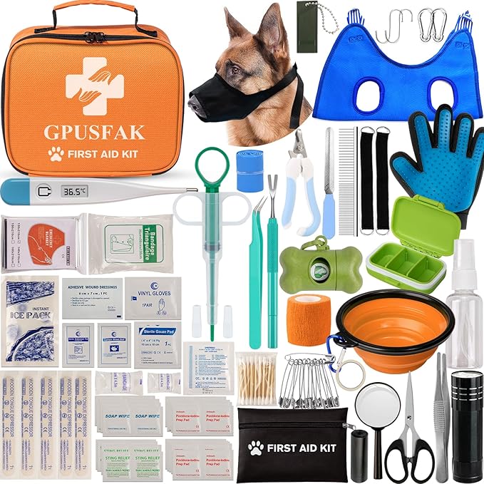 Dog First Aid Kit - Pet First Aid Kit for Dogs Pet Emergency Kit with Grooming Hammock Harness Nail Clipper First Aid Supplies for Home Camping-Mewly Pet