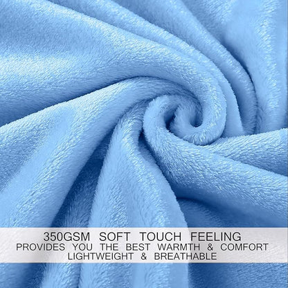 Soft Travel Size Throw for All Season Warm Fuzzy Microplush Lightweight Thermal Fleece Summer Autumn Fall Winter Spring Blankets for Bed Couch Sofa,50x60 Inches,Washed Blue