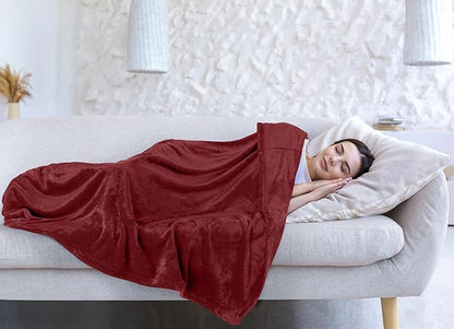 Utopia Bedding Fleece Blanket King Size Burgundy 300GSM Luxury Anti-Static Fuzzy Soft Microfiber Bed Blanket (90x102 Inch)