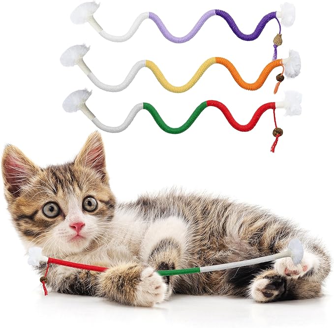 3pcs Safe Cat Rope Toy,Teeth Clean Toy for Cat, Cat Chew Toys for Indoor Cat,Kitten Interactive Toys-Mewly Pet