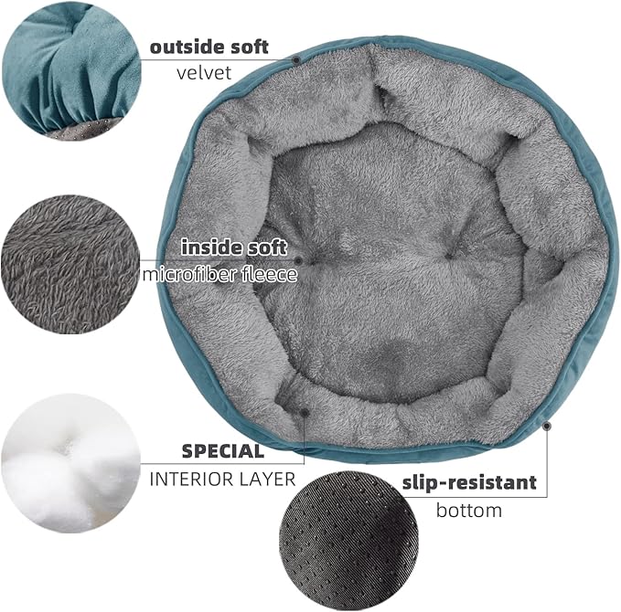 Asvin Small Dog Bed for Small Dogs, Cat Beds for Indoor Cats, Pet Bed for Puppy and Kitty, Extra Soft & Machine Washable with Anti-Slip & Water-Resistant Oxford Bottom, Teal, 20 inches-Mewly Pet