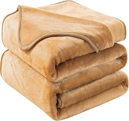 HOZY Soft Blanket King Size Fleece Warm Fuzzy Throw Blankets for The Bed Sofa Lightweight 350GSM Camel 90"*108"