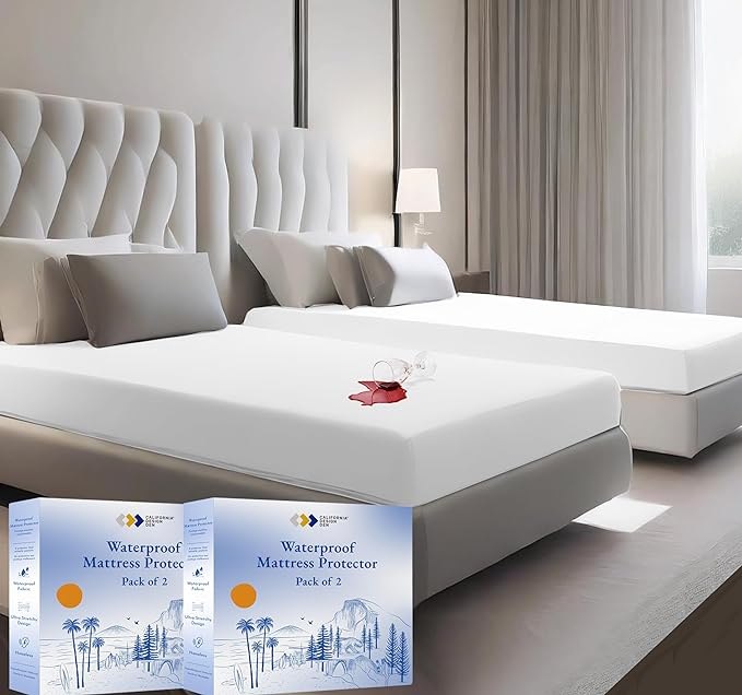 2-Pack Waterproof Mattress Protector for Full Size Bed - Soft, Noiseless, Cooling, Full Bed Mattress Protector with Deep Pockets to Fit 8-20 inch Mattress