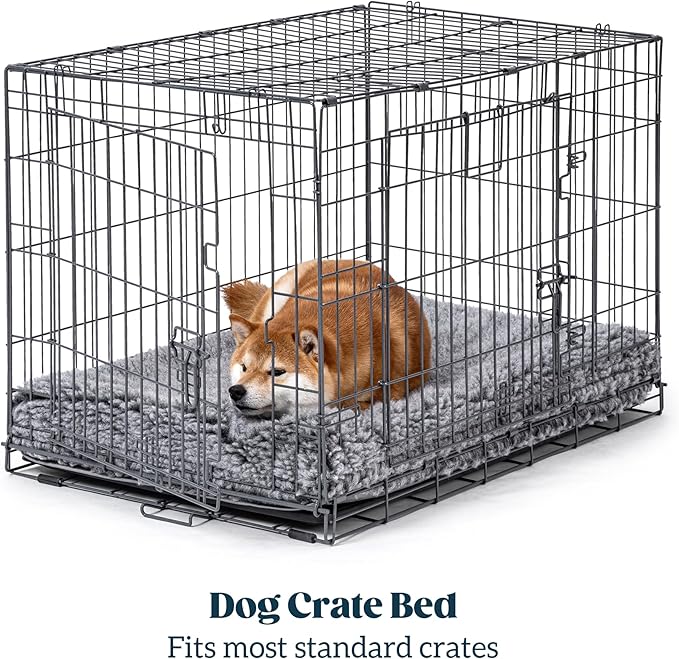 Stoutwool 4" Indestructible Dog Bed - Orthopedic Chew Proof Dog Crate Pad - Fluffy Kennel Mat for Aggressive Chewers - Ideal for Large Breeds & Fits 36-Inch Crate - 35"x22", Charcoal-Mewly Pet