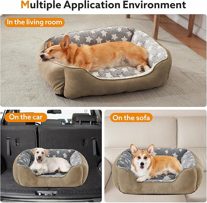 SIWA MARY Orthopedic Dog Bed Medium Size, Washable Waterproof Sofa With Non-Slip Bottom, Comfort for Medium Dogs, M(30"x24"x9") Brown-Mewly Pet