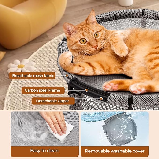 Double Cat Hammock Bed，Elevated and Raised Cat Beds for Indoor and Large Cats-Mewly Pet