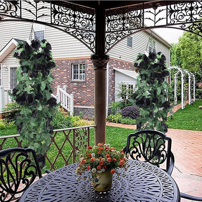 RECUTMS Flowers Artificial Hanging Plants 2PCS 3.3Ft Rose Vine for Home Room Garden Wedding Indoor Outdoor Decoration (Black)