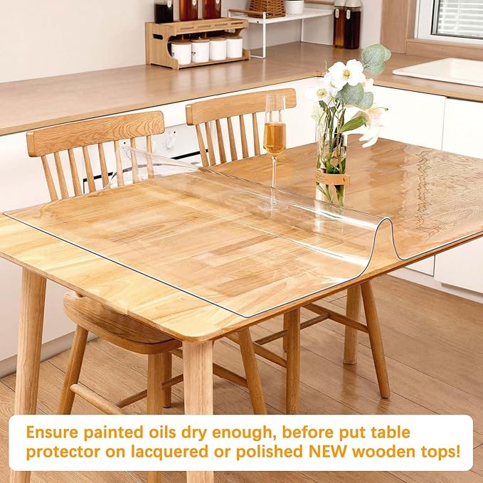 1.5mm Thick 28 x 42'' Clear Plastic Table Protector for Dining Room Waterproof PVC Table Tablecloth Cover Vinyl Desk Pad Mat Wood Furniture Coffee Glass End Hallway Table Top Surface Protection Liner