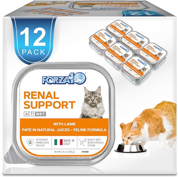 Forza10 Kidney Care Cat Food – Renal Support Wet Cat Food with Lamb, 3.5 oz Cans, 12 Pack – Vet Formulated, Made in Italy-Mewly Pet