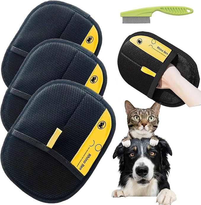 Pet Hair Remover, Brush Pet Hair, Pet Hair Removal Glove, Electrostatic Gloves Pet Hair Removal, Upgrade Reusable for Couch Furniture Carpet (3 PCS)-Mewly Pet