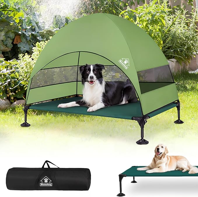 Elevated Outdoor Dog Bed with Canopy & Adjustable Feet - Larger Shade for Camping, Backyard & Patio-Mewly Pet